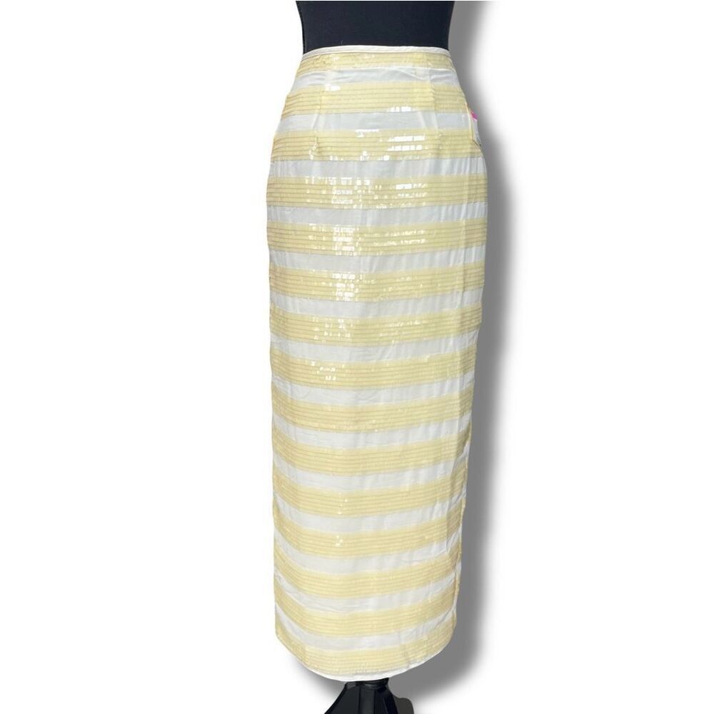 ASOS Edition Sequin Striped Skirt Size 2 Cream Women’s Buttermilk